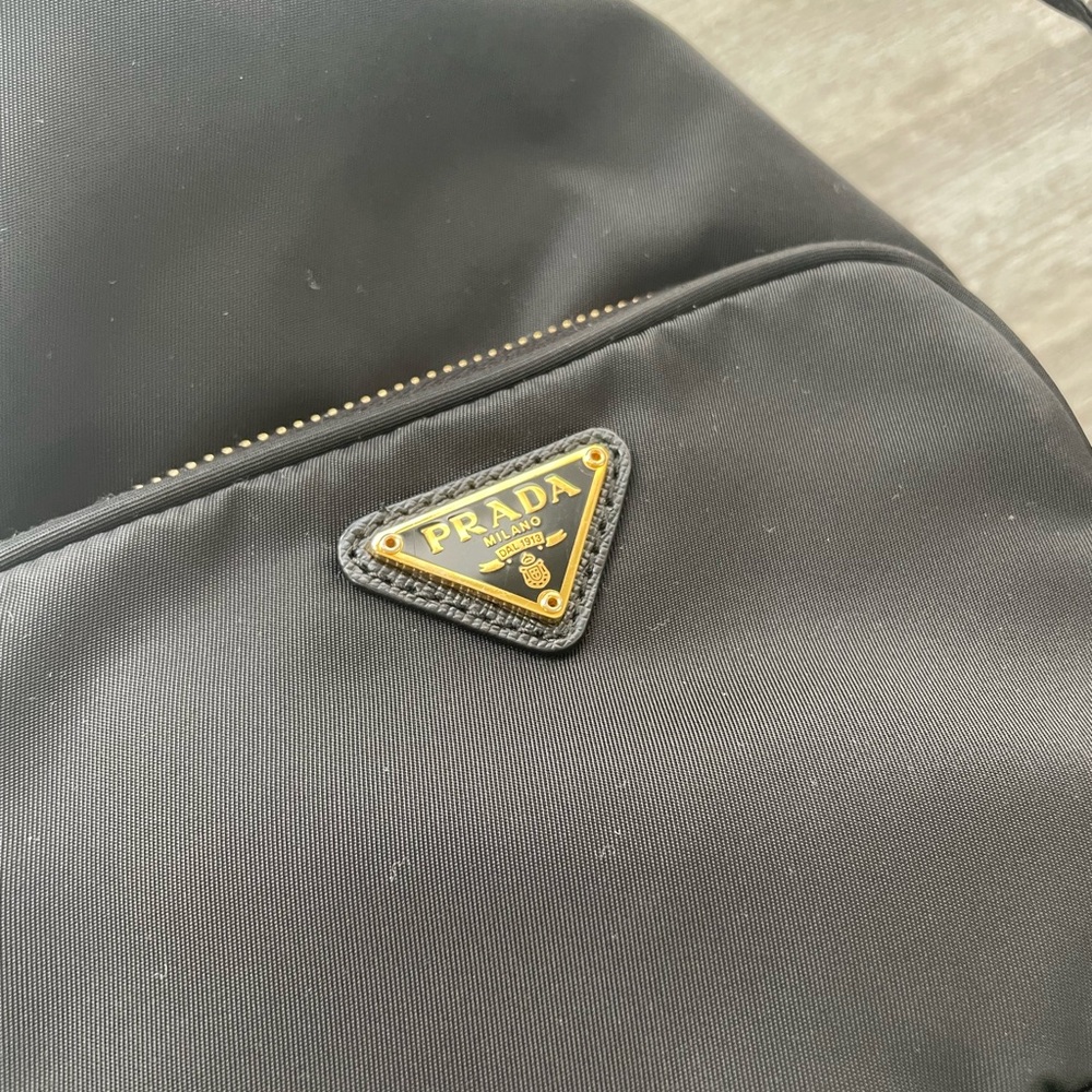 Prada Black Nylon Drawstring Mini Backpack with G… - image 2